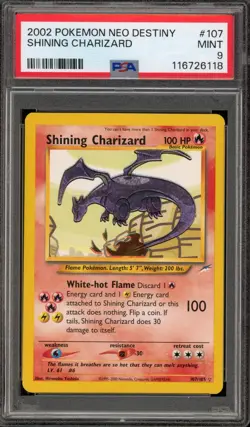 Pokemon Shining Charizard Neo Destiny Unlimited Holo Secret Rare #107 PSA 9 Mint - Image 1
