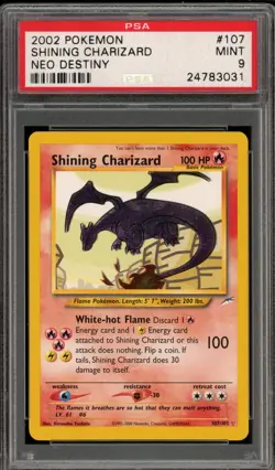Pokemon Shining Charizard Neo Destiny Unlimited Holo Secret Rare #107 PSA 9 Mint - Image 1