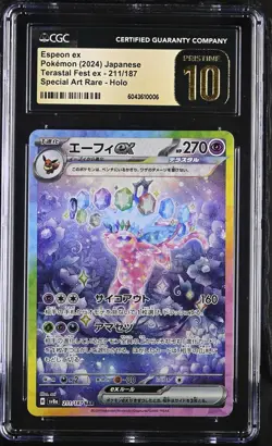 CGC 10 PRISTINE Espeon ex 211/187 Terastal Fest Special Art Rare Pokemon Card - Image 1