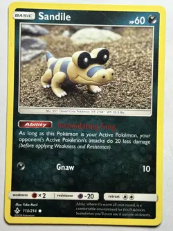 Sandile (113) SM - Unbroken Bonds 113/214 Yuka Morii MP-LP Pokemon Card - Image 1