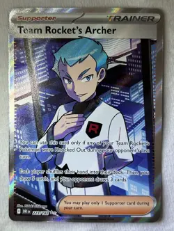 Team Rocket’s Archer 223/182 Ultra Rare Pokemon TCG Sv Destined Rivals NEAR MINT - Image 2