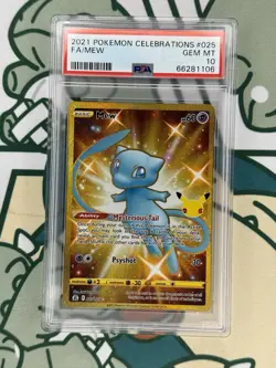 Mew 2021 Pokemon Celebrations #025 Shiny Full Art Gold Secret Rare PSA 10 - Image 1