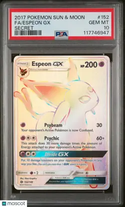 2017 Pokemon Sun & Moon Espeon GX Full Art Secret PSA 10 152/149 - Image 1
