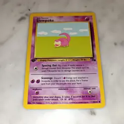 1st Edition Slowpoke 55/62 Wizards Fossil Carte Pokemon English Pokemon - Image 1