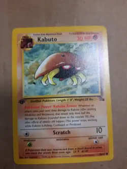 Kabuto 1st Edition Fossil 50/62 NM High About 7 Grade Card 1999 Pokemon Common - Image 1