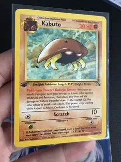 4x Kabuto Fossil 1st Edition Common Pokemon Card 1999 English 50/62. 1 Spanish - Image 3
