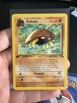 4x Kabuto Fossil 1st Edition Common Pokemon Card 1999 English 50/62. 1 Spanish - Image 5