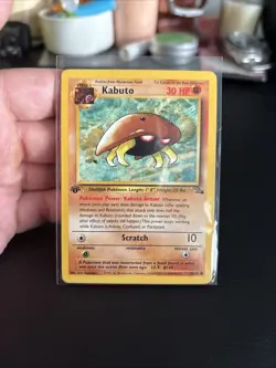 Kabuto Fossil 1st Edition Common Pokemon Card 1999 English 50/62 LP - Image 1