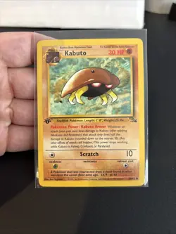 Kabuto Fossil 1st Edition Common Pokemon Card 1999 English 50/62 NM/Mint - Image 1