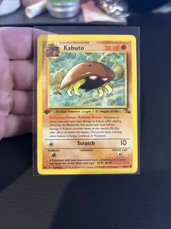 Kabuto Fossil 1st Edition Common Pokemon Card 1999 English 50/62 LP+ - Image 1