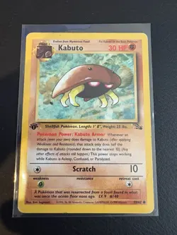 Kabuto Fossil 1st Edition Common Pokemon Card 1999 English 50/62 HP - Image 1