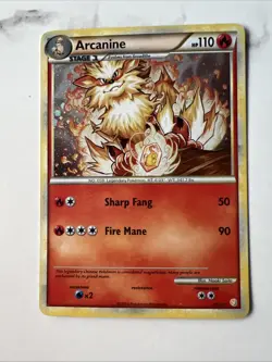 Pokemon TCG HeartGold SoulSilver Arcanine Holo Card 1/123 Rare - Image 1