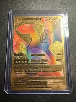 Charizard GX Rainbow Gold Foil Fan Art Vinyl Premium Collector Card 150/147 - Image 1