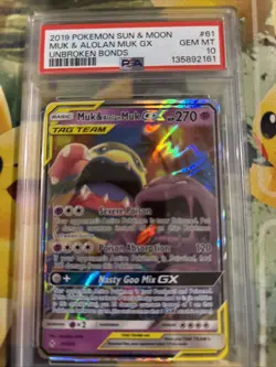 Muk & Alolan Muk GX Holo Card 61/214 Unbroken Bonds Series U98 Psa 10 - Image 1