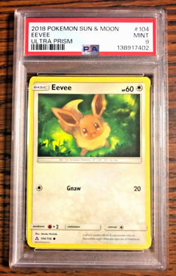 Eevee Regular Common #104 - PSA MINT 9 - 2018 SM Ultra Prism - Pokemon TCG - Image 1