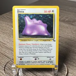 Pokemon TCG Ditto Fossil Holo Unlimited Rare Card 3/62 vintage - Image 1