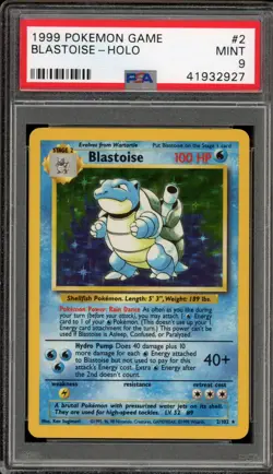 Pokemon Blastoise Base Set Unlimited Holo Rare #2 PSA 9 Mint - Image 1