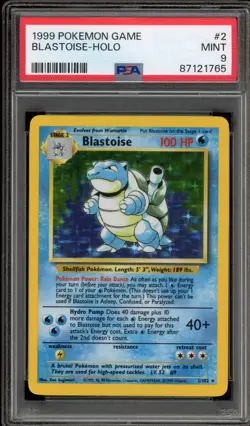 Pokemon Blastoise Base Set Unlimited Holo Rare #2 PSA 9 Mint - Image 1