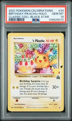 Birthday Pikachu Holo 24 Celebrations Classic Collection Pokemon PSA 10 *072 - Image 1