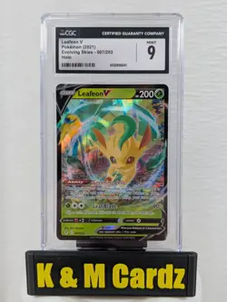 2021 POKEMON SWORD & SHIELD EVOLVING SKIES #007 LEAFEON V - Graded CGC 9 - Image 1