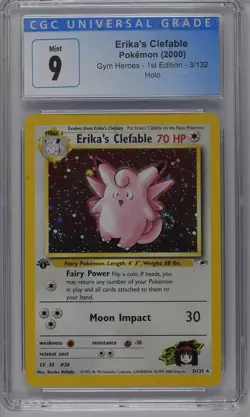 Erika's Clefable Pokemon 2000 Gym Heroes 1st Edition 3/132 Holo CGC 9 Mint - Image 1