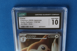 2025 POKEMON JAPANESE BATTLE PARTNERS FURRET 110/100 ART RARE HOLO CGC 10 - Image 2