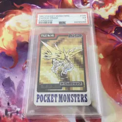 1997 Pocket Monsters Zapdos Prism Carddass Psa 5 #145 - Image 1