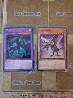YUGIOH KAITOPTERA SUPER + HORNED SAURUS MZMI RARE 1ST ED NM - Image 1