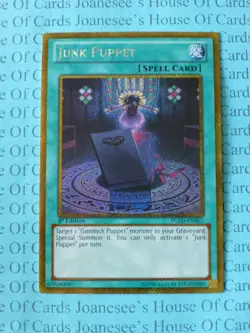 Junk Puppet PGLD-EN007 Gold Secret Rare Yu-Gi-Oh Card 1st Edition New - Image 1