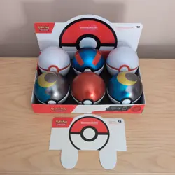 Empty Pokemon Poke Ball Tin Lot Of 6 and display stand box. - Image 1