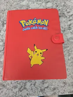 Vintage Pokemon Gotta Catch 'Em All Binder Red Pikachu 1999 Sticker Stuck - Image 1