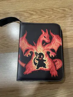 Pokemon TCG Card Binder Empty Black Chaziard Cover Holds 280+ Cards 4 Per Page - Image 1