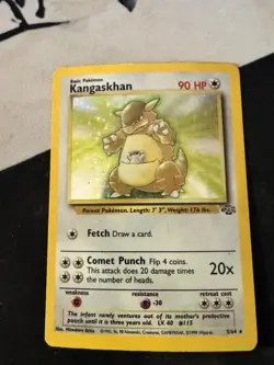Pokemon TCG Kangaskhan Jungle Holo Card 5/64 Unlimited Rare, HP/Damaged - Image 1