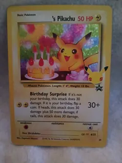Pokemon TCG ___'s Pikachu Birthday 24/53 Celebrations Collection NM Holofoil - Image 1