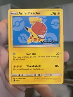 Ash's Pikachu - SM114 - Pokemon TCG Sun & Moon Promo Rare Card MP - Image 1