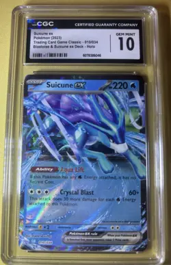 Pokemon 2023 Suicune ex 010/034 TCG Classic CLB Holo CGC 10 GEM MINT - Image 1