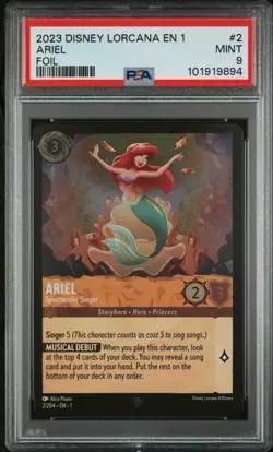 2023 DISNEY LORCANA ARIEL SPECTACULAR SINGER FOIL #002 PSA 9 - Image 1
