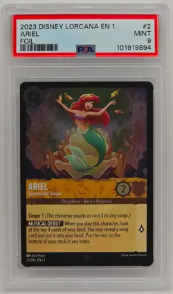 2023 DISNEY LORCANA ARIEL SPECTACULAR SINGER FOIL #002 PSA 9 - Image 3