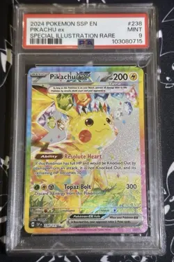 PIKACHU EX 238/191 POKEMON 2024 SURGING SPARKS SPECIAL ILLUSTRATION RARE PSA 9 - Image 1