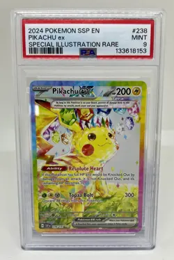 2024 Pokemon Surging Sparks Pikachu EX 238/191 Special Illustration Rare PSA 9 - Image 1