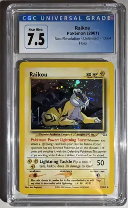 Raikou Pokemon Card CGC 7.5 Neo Revelation Holo 2001 - Old Label - Image 1