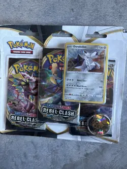 Pokemon Sword & Shield Rebel Clash Booster Lot with Duraludon Promo Card & Coin - Image 1
