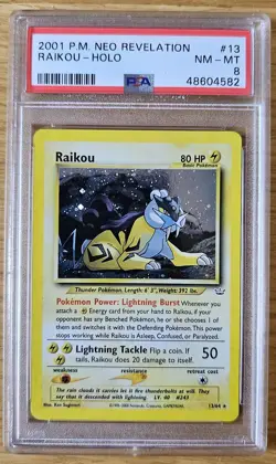 PSA 8 Raikou Neo Revelation Holo 13/64 - 2001 Pokemon Card - Image 1