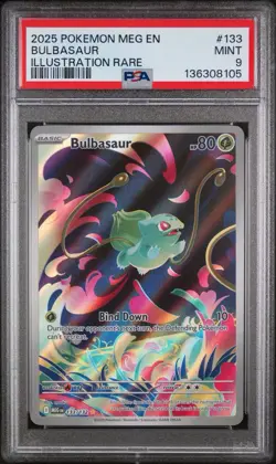 2025 Pokemon Mega Evolution Base 133 Illustration Rare Bulbasaur PSA 9 Mint - Image 1