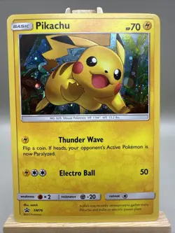 Pikachu SM76 Shining Legends Holo Black Star Promo Pokemon Card LP - Image 1