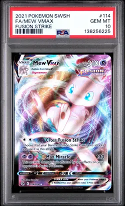 2021 POKEMON SWORD & SHIELD FUSION STRIKE #114 FULL ART/MEW VMAX PSA 10 - Image 1