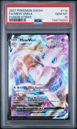 2021 POKEMON SWORD & SHIELD FUSION STRIKE #114 FULL ART MEW VMAX PSA 10 🔥 - Image 1
