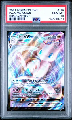 2021 POKEMON SWORD & SHIELD FUSION STRIKE #114 FULL ART/MEW VMAX PSA 10 - Image 1