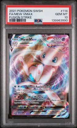 2021 POKEMON SWORD & SHIELD FUSION STRIKE #114 FULL ART/MEW VMAX PSA 10 - Image 1