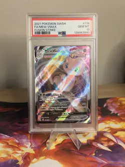 2021 POKEMON SWORD & SHIELD FUSION STRIKE #114 FULL ART/MEW VMAX PSA 10 - Image 3